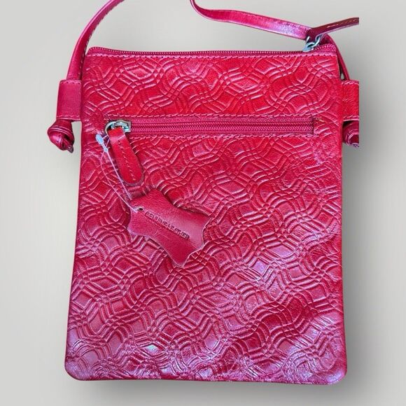 Genuine Leather Red Zebra Hand painted Crossbody INDIA Purse Bag Statement - Picture 6 of 6